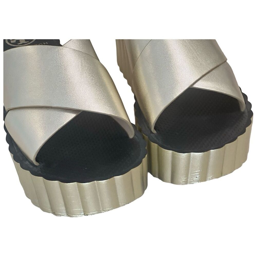Tory Burch Silver and Black Platform Sandals - Picture 6 of 13